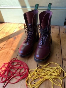 SOLOVAIR 11 Hole Uk11 Made In England Oxblood Boots Red Cherry Skinhead - Picture 1 of 13