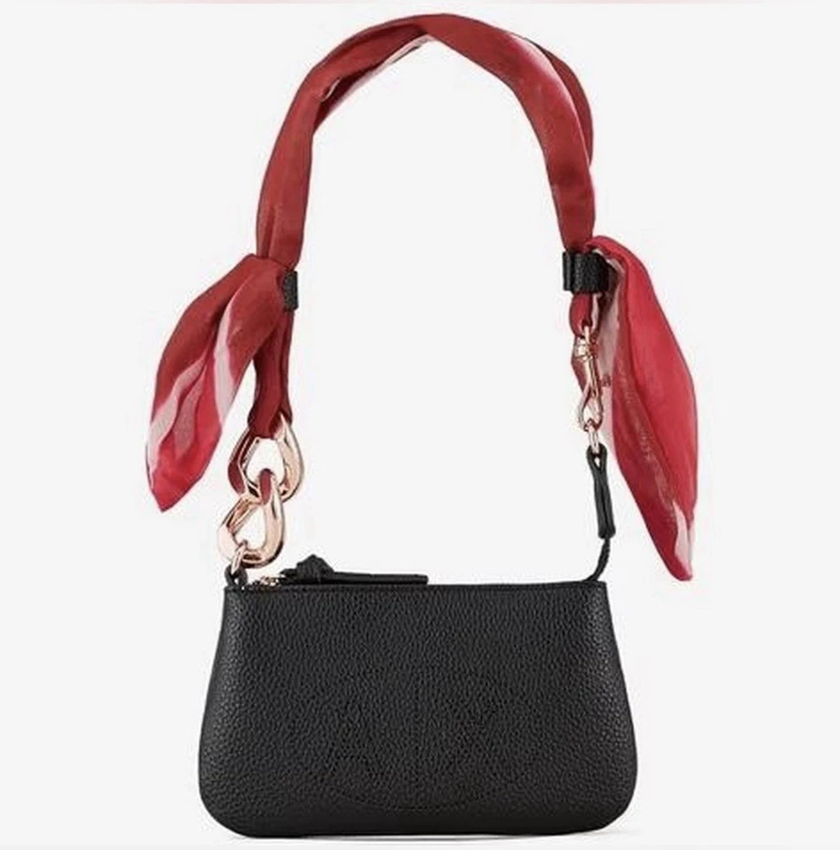 Mini bolso de hombro con logotipo perforado con correa adornada con bufanda Foto 1 de 4