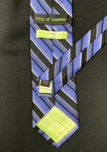 City of London Seidenkrawatte NEU Herren dunkelblau Streifen strukturiert Designer Regiment - Bild 1 von 7