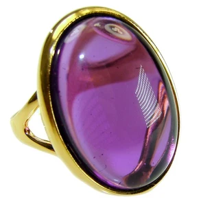 22.2ct Amethyst Ring 14K Gold over 925 Sterling Silver, Large Oval, size: 7 1/4 - Picture 1 of 5