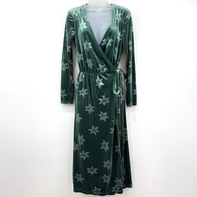 Other Stories Vestido Feminino de Veludo 2 Estrelas Verdes Whimsigoth Festa de Férias - Imagem 1 de 4