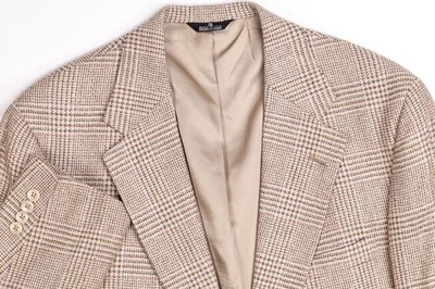 Vintage Chaps Ralph Lauren Woven Plaid Houndstooth Beige Blazer Jacket 44 R - Image 1 of 4