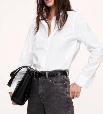 ¡NUEVO CON ETIQUETAS! Camisa Blusa Banana Republic $90 Blanca The Perfect Everyday Algodón Popelina M Foto 1 de 4