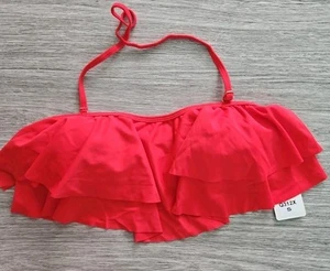 Costume da bagno elegante bikini rosso top piccolo reggicalze cinturino imbottito arricciato nuovo con etichette NB628 - Foto 1 di 5