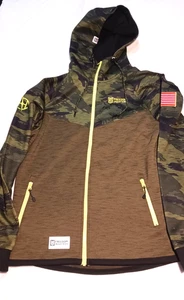 Men's Freedom Industries Full Zip Hoodie Camouflage Flag Patch Size Large - Picture 1 of 8