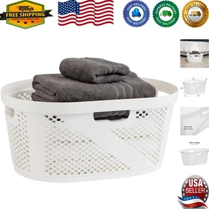 40L Stylish Wicker Design Laundry Basket - Lightweight & Easy Transport - Picture 1 of 8