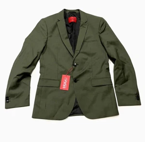 Hugo men's Arti Textured Green Extra Slim Fit Suit Jacket size 36R - retail $445 - Picture 1 of 5