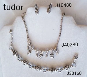 Brighton retired Tudor silver necklace bracelet earrings set lot new in tin B187 - Picture 1 of 4