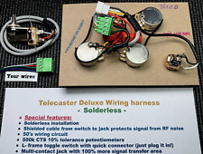 Tele Deluxe Solderless Wiring Upgrade - Shielded Cable Switch to Jack +10% Pots!
