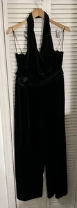 Nine West Velvet Halter Jumpsuit XXL Black - Picture 1 of 8