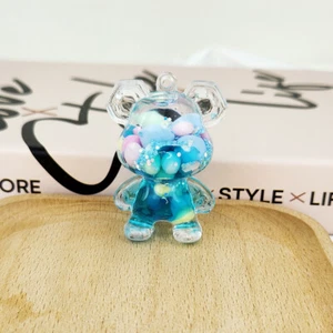Cute Bear Quicksand Bottle Keychain Acrylic Oil Schoolbag Cartoon Key Pendant - Picture 1 of 15