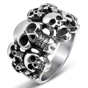 Anello Uomo Acciaio Inox Unico Teschio Gotico Biker Punk Retrò Biker Moto - Foto 1 di 24