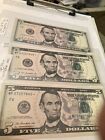 New ListingSequential Uncirculated Five Dollar Star Notes $5