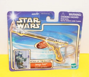 Star Wars 2002 Attack of The Clones Jango Fett Sound & Light Blaster Keychain - Picture 1 of 7