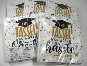 Graduation Party Paper Napkins Classy Black Gold Graduation Serviettes Lot - Picture 1 of 3