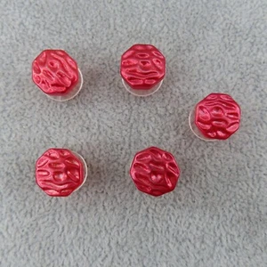 RED METALLIC Textured Round Shoe Charm for Shoes Wristbands Set Lot 5 Holiday - Picture 1 of 6