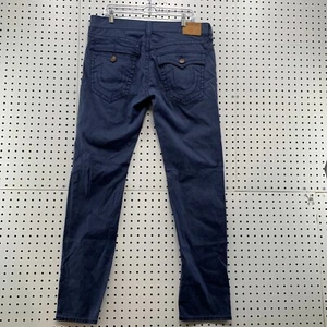 True Religion Blue Denim Jeans Mens Fits 36x31.5 Geno Relaxed Slim Flap Pocket - Picture 1 of 19