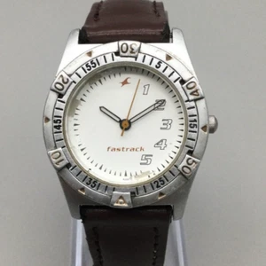 Fastrack Watch Women 32mmm Silver Tone Brown Leather Band 30M New Battery - Picture 1 of 18