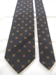 Corneliani Men's Vintage Silk Tie in Navy Blue with a Brown Geometric Pattern - Picture 1 of 6