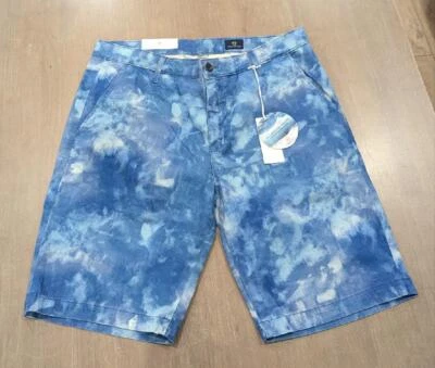 Mens AG Adriano Goldschmied "Griffin" Flat Front Shorts Tie Dye Night Blue US 30 - Image 1 of 4