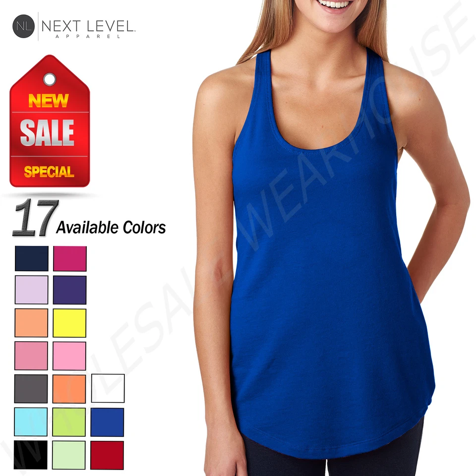 NUEVA Camiseta sin mangas Next Level para dama súper suave The Terry espalda cruzada M-6933 Foto 1 de 1