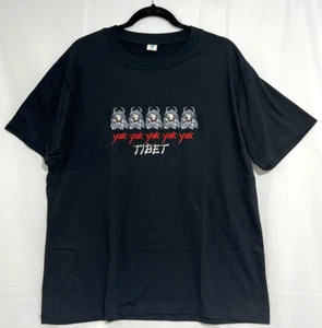 Yak Tibet Black Embroidered T Shirt, Vintage, Size  XXL, 100 % Cotton, Nepal - Picture 1 of 6