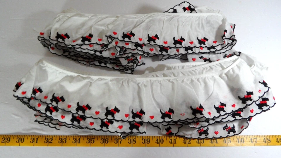 Hirschberg Schutz Scottie Dog Embroidered Trim 3" Wide 13 Yards Sewing Crafting - Image 1 of 1