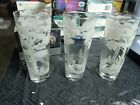 Vintage Sand Blasted Tom Collins Replacement Glass- Trees, Wildlife, Gold Trim