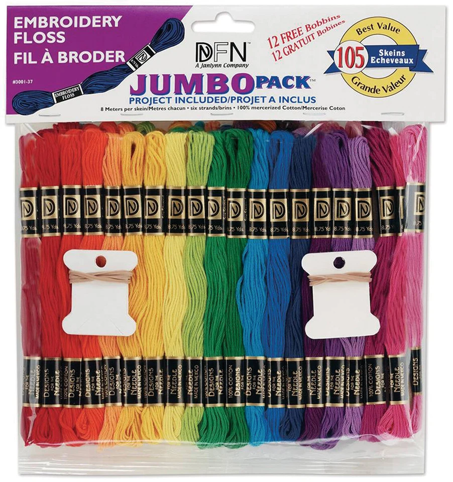 Janlynn Cotton Embroidery Floss Jumbo Pack 8.7yd 105/Pkg-Assorted Colors (1 Pkg) - Image 1 of 1