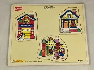 Playskool Lift n Look In My Neighborhood Puzzle 3 Pc 1992 - Imagen 1 de 5