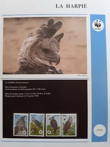 WWF Lot de feuilles 4 FDC + série OISEAU HARPIE Guyana 1990 - Photo 1/8