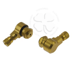 2x Valve Cap Gold Cover Tire GSXR 600 750 Ninja R1 R6 Stem EzFill 90 Degree CNC - Picture 1 of 3
