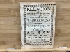 1716 Relacion Del Hazimento De Gracias & Oración Gratulatoria Y Panegyrica - Picture 1 of 7
