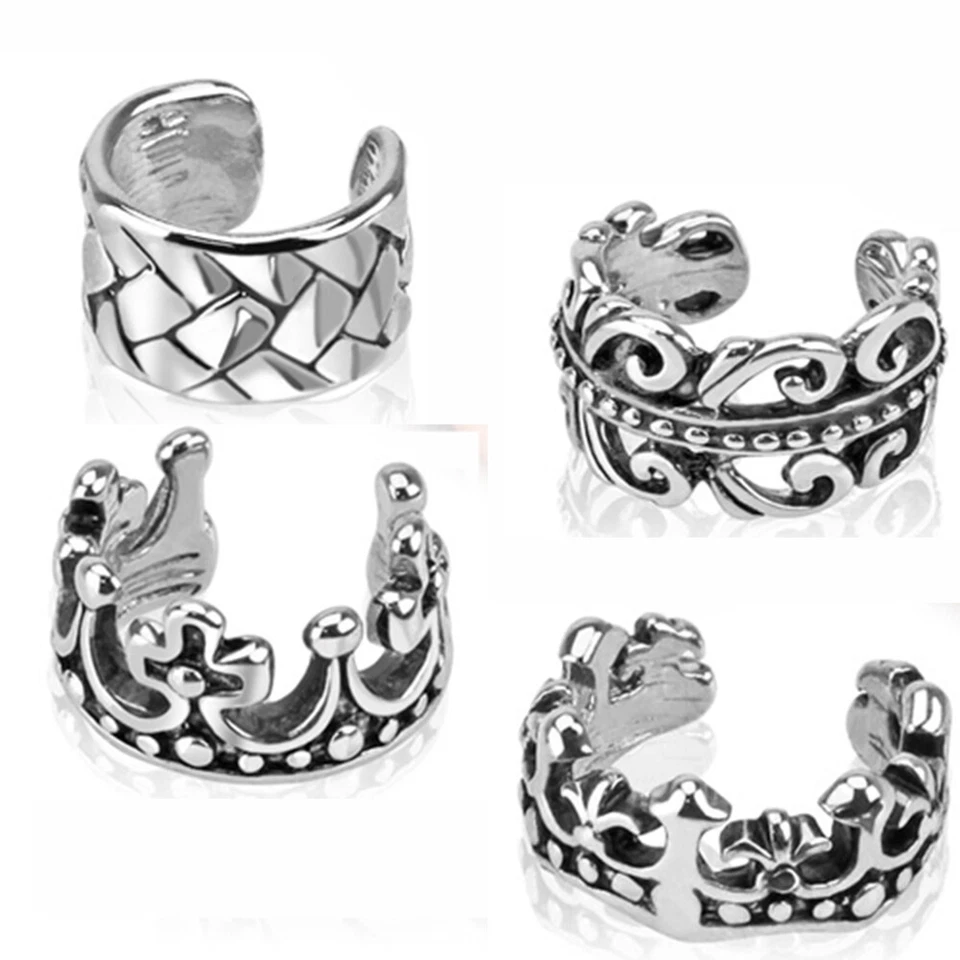 Brazalete de oreja Fleur De Lis tejido corona remolino chapado en rodio latón sin perforación A129 Foto 1 de 1