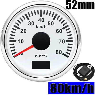 2" 52MM GPS Speedometer 0-80km/h Gauge White for Motorcycles Boat Car Truck ATV - Image 1 of 4