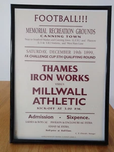 Vintage Football A3 Poster Thames Iron Works (West Ham) v Millwall Athletic 1899 - Picture 1 of 2