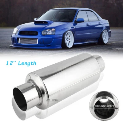 2.5" In/Outlet Exhaust Muffler Resonator Deep Tone Stainless For Subaru WRX STI - Image 1 of 4