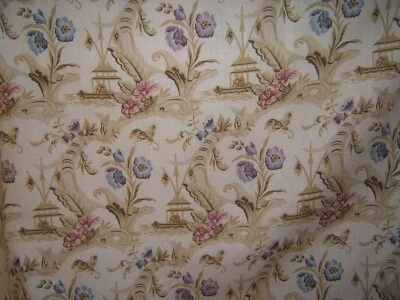 Lee Jofa, Fantaisie Chinoise, Chinoiserie Garden Scene, BTY, Color Cream - Image 1 of 3