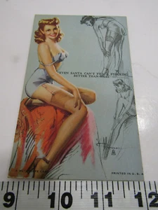 OLD MUTOSCOPE ARCADE CARD PINUP SEXY RISQUE SANTA CANT FILL THAT STOCKING BETTER - Picture 1 of 1