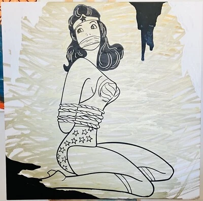 Уличное искусство оригинальная картина 4x4 фута Mr Clever Art бондаж суперженщина  - Изображение 1 из 4