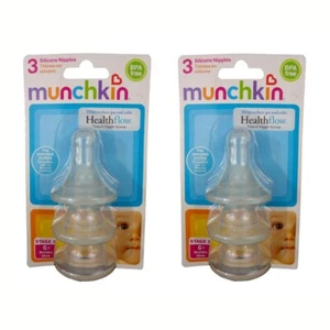 6 Munchkin Stage 2 Standard Silicone Nipples 6+mo BPA free 2x (3-pack) NEW - Picture 1 of 7