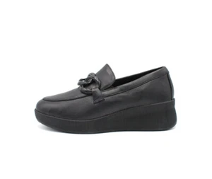 Cinzia Soft Damen Schuhe Echtleder Schwarz Halbschuhe mit Keilabsatz Memory Foam - Bild 1 von 7