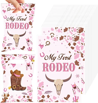 50 PIEZAS Bolsas de fiesta de vaquera para niñas, mi primer regalo de plástico de cumpleaños de rodeo B Foto 1 de 4
