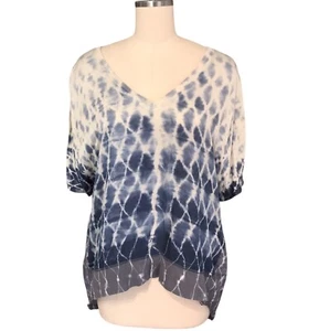 XCVI Boho Linen Tunic Top Button Back Coastal Lagenlook Women’s Sz L - Picture 1 of 8