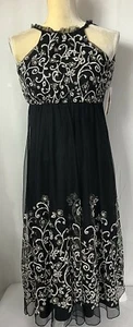 Gianni Bini GB Girls Maxi Dress 8 Gown Embroidered Party Christmas Black NW $72 - Picture 1 of 11