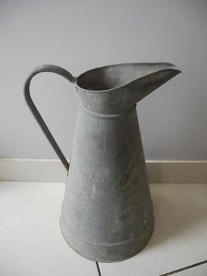 ancien broc acier galvanisé zinc déco maison jardin vintage zinc jug pitcher - Photo 1/4