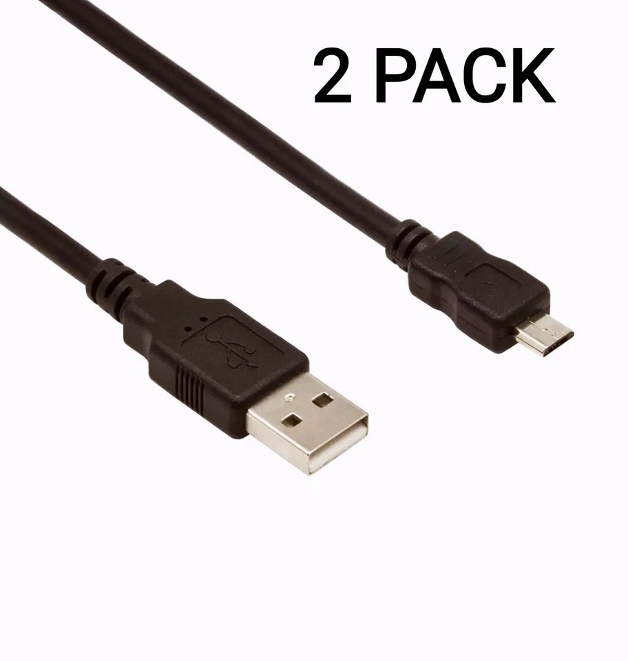 2 Pack 1Ft USB 2.0 A MALE TO MICRO B MALE CABLE BLACK COLOR - Image 1 of 1