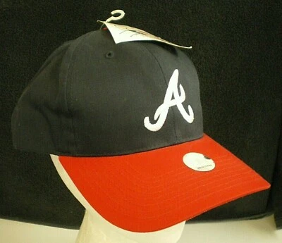 ATLANTA BRAVES Vtg 90s Twins Enterprise SNAPBACK Red Bill BASEBALL HAT Cap NEW - Image 1 of 4