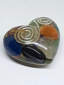 Cuore ORGONITE N43 con PIETRE 7 CHAKRA Chakra orgone yoga AMORE zen RAME YOGA KI - Picture 1 of 4