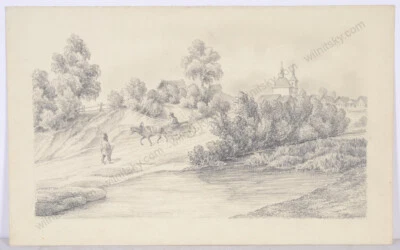 Dietz "En pueblo ruso", dibujo, 1852 Foto 1 de 2